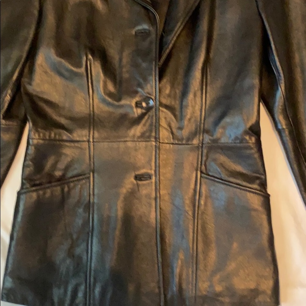 Kenneth Cole Reaction black leather jacket - Picture 3 of 14